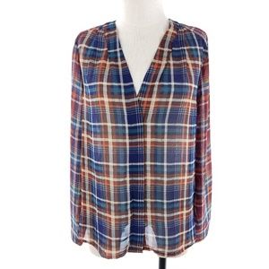 Anthropologie Maeve Plaid Blouse Button Down